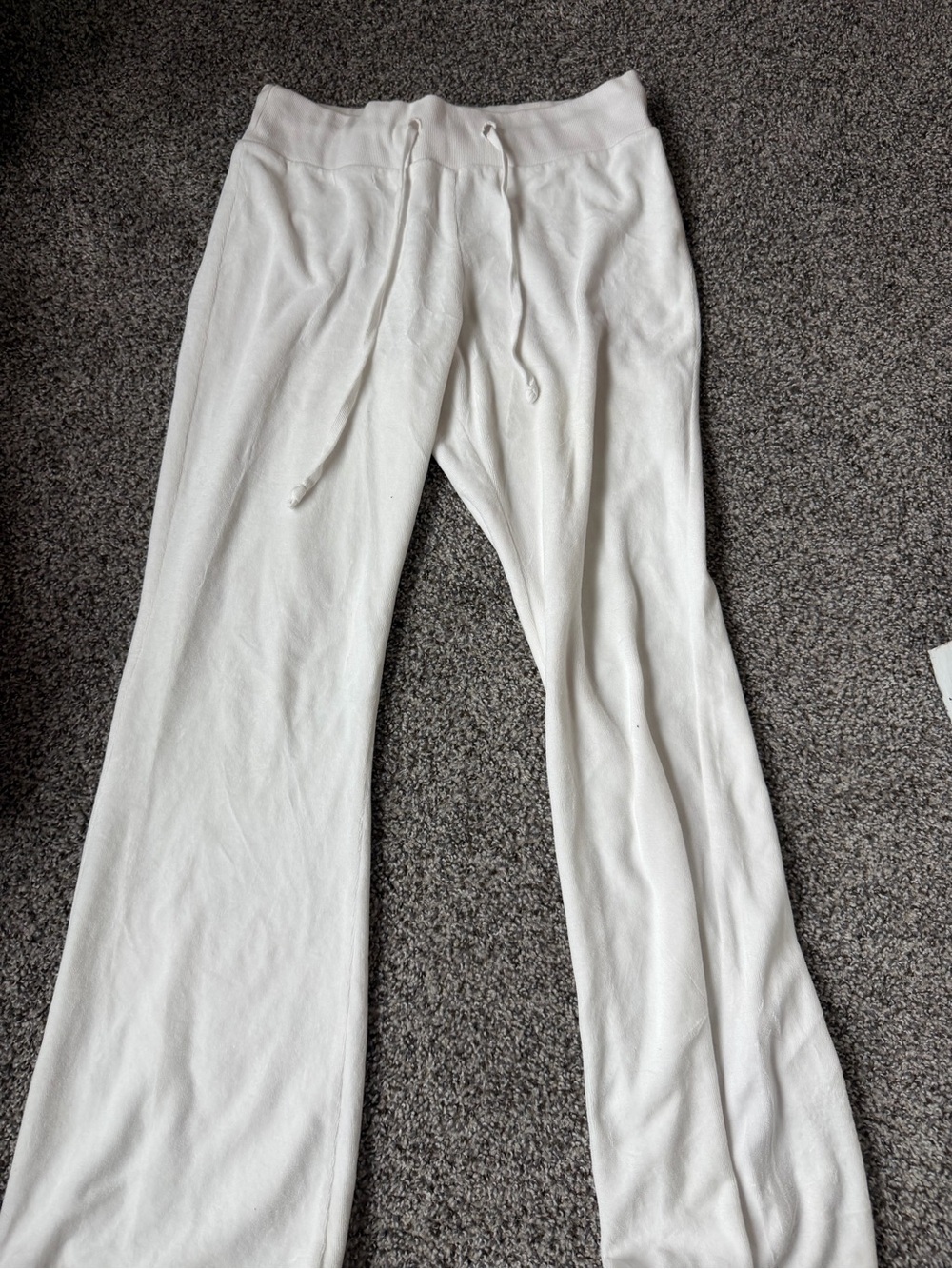 Brandy Melville White Drawstring Flare Pants